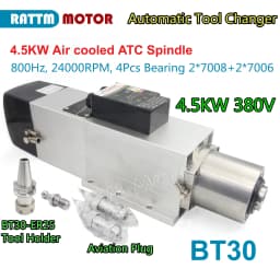 【Stock in EU / US】CNC BT30 ATC air cooled spindle motor 4.5KW 24000RPM 220V / 380V Automatic Tool Changeable spindle