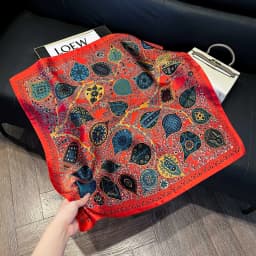 Luxury Brand Paisley Houndstooth Printed Square Scarf Soft Satin Thin Smooth Neck Scarf Sunscreen Headscarf For Women Head Wrap