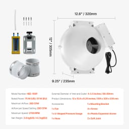 SucceBuy Radon Fan Installation Kit Quiet Radon Mitigation Fan System Kit with Indicator Waterproof Indoor/Outdoor Ventilation