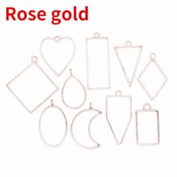 10 Pcs/Set Geometric Metal Pendant Frame Set DIY Pendant Making Epoxy UV Crystal Mold for Jewelry Necklaces