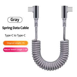 Elbow Coiled USB A to USB C Cable for Car,Retractable Braided Fast Charging Cord Compatible with iPhone 16/17,Samsung Galaxy A17
