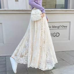 Retro Elastic Lace Half Skirt Slimming Base Layer Spring Summer High Waist A-Line Skirt Casual Style Women's Fashion