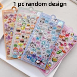 1pc/4pcs Cute Sushi Animals Vegetable Drop 3D Relief Sticker Scrapbooking Diy Diary Decor Journaling Stationery School Stickers