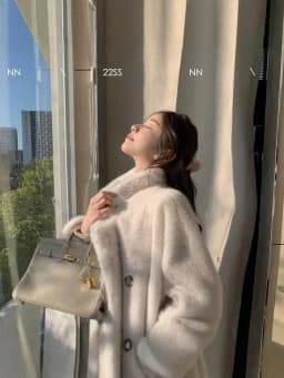 Thickened Long Tailored Coat Collar Faux Mink Fur Integrated Eco-friendly Fur Women's Jacket Coat Sweet Style Loose Fit Doubl...