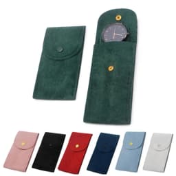 Portable Watch Bag Gift Shock-proof Press Button Short Velvet Snap Design Jewelry Box Watch Packing Pouch