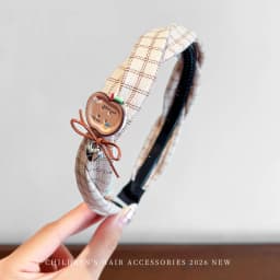 2026 New Preppy Style Gingham Braided Headband for Girls Blue Plaid Soft No Slip Hair Accessories for Toddler Kids Fashion Gift