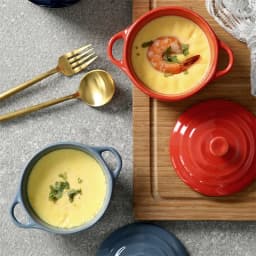JUSTINLAU Ceramic Double Ear Bowl Mini Ceramic Glazed Baking Bowl Breskfast Steamed Egg Pudding Bowl Soup Bowls Microwave Oven
