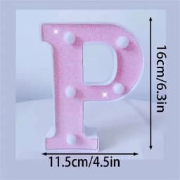 1PC 16cm Pink Glitter LED Letter&Number Lights Battery Powered Decorative Lights For Wedding,Proposal,Birthday,Party,Photo Props