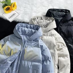 Winter Reversible Hooded Padded Jacket Men Women Thick Casual Streetwear