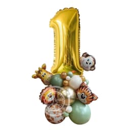 Wild Animal Balloon Tower with Gold 1-9 Number Balloon for Boy's Jungle Safari Birthday Party Decoration Forest Party Supply