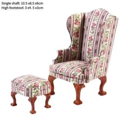 Doll house sofa furniture model simulation double leather sofa Miniature Furniture Armchair Sofa Footstool Doll Decor Toy