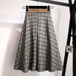 Plaid Vantage High Waist A-line Loose With Belt Pocket Women's Skirt Korean Fashion Mid-Calf Long Skirts For Women 2026 Spring