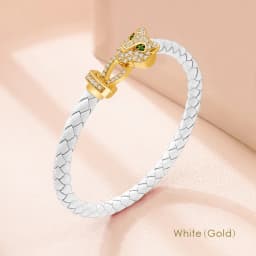 MOONLIGHT Classic Design Exquisite Cheetah Zircon Bracelet for Women Braided Leather Bracelet Quality Banquet Couples Gift