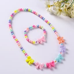 2pcs/set Candy Color Beads Cute Flower Rainbow Necklace Bracelet Sets for Kids Party Jewelry Girl Birthday Gift