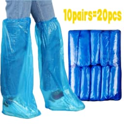 10/20pcs Disposable Shoe Covers Blue Transparent Plastic Outdoor Rainproof Thick Wear-resistant Waterproof Isolation Foot Covers