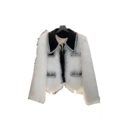 High end Heavy Industry Nail Bead Imitation Fox Fur Grass Coat for Women's Autumn and Winter 2024 New Unique Warm Top Jackets