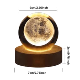 Unique 3D Crystal Ball Night Light Led Lamp Bedside Table Glowing Galaxy Lamp Saturn Planets Moon Children Christmas Gift Toy