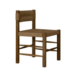 Organic Modern Dining Chair, Solid Wood Chair with Woven Fiber Seat, Natural Texture Wabi-Sabi Style Chair for Kitchen and Study