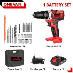 ONEVAN 500W Cordless Electric Drill 38N.M Torque Power Drill Tool Set for Construction&Carpentry&Home Diy For Makita Battery Pin