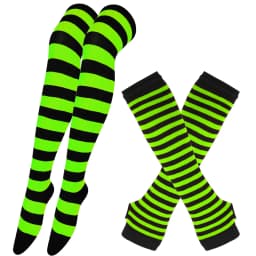 2 pairs,Women's Striped Over The Knee Thigh High Stockings, Multi-color Casual Long Socks