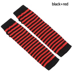 1 Pair Striped Soft Mitten Knitted Elbow Gloves Long Glove Fingerless Cotton Classic Wristband Arm Cover Sleeve For Women Girls