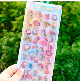 Cartoon Camera Bear Cup Party Drop 3D Relief Stickers Scrapbooking DIY Journaling Stationery Diary Decor School Cute Stickers