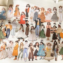 100pcs people like clouds series character theme large portion hard card stickers DIY handbook diary notebook tablet phone case