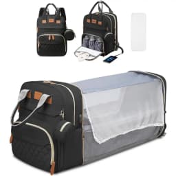 RsenFremior Large Diaper Bag with Changing Station, Foldable Diaper Bag Backpack with Bed ,Diaper Bag with Insulated Pockets