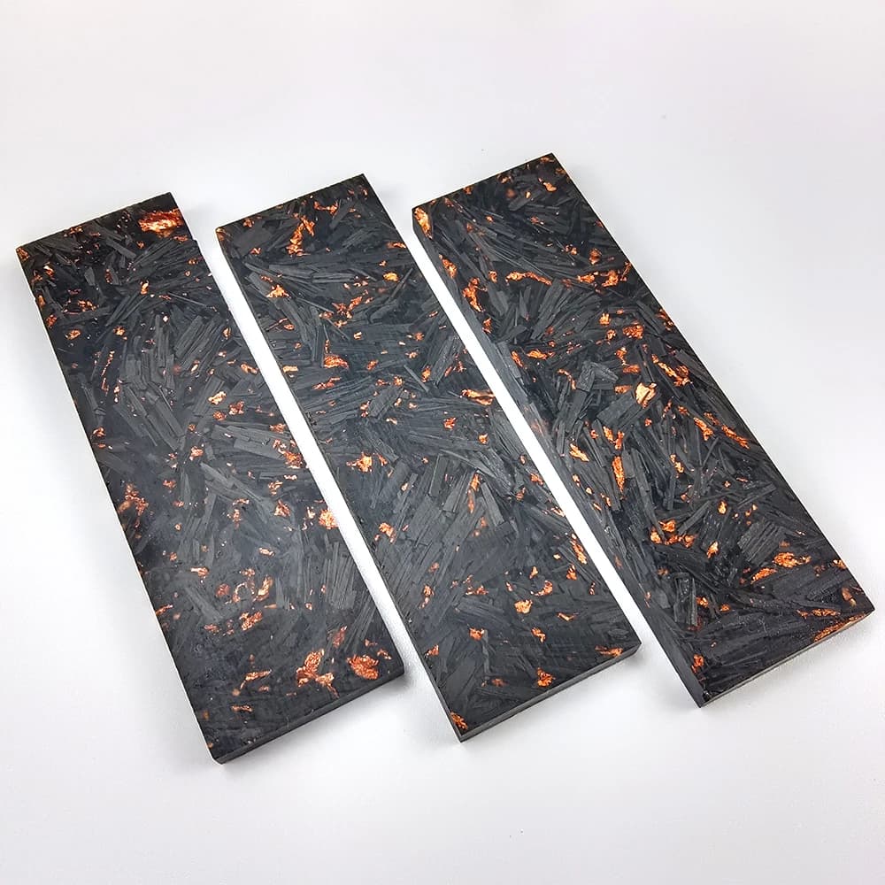 1piece CF Copper Foil Powder Compression Patch Plate for DIY Knife Handle Material Carbon Fiber Black Marble with Resin