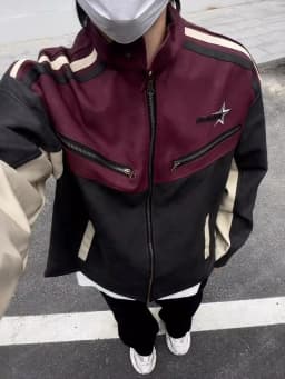 Retro American Collar Splice PU Leather Jacket Loose Casual Outerwear for Men And Women High Street Style Motorcycle Coat