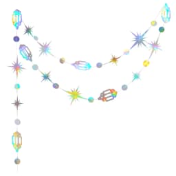 Iridescent Star Moon Circle Garland Ramadan EID Mubarak Birthday Party Decorations Hanging Crescent Twinkle Little Star Streamer