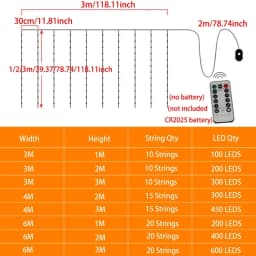 3M LED Curtain String Lights Fairy Decoration USB Holiday Garland Lamp 8 Mode For Home Garden Christmas Party New Year Wedding
