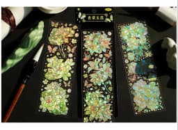 3 Sheets/pack Sky Light Flower Shadow Series 3D Color Hot Gilding PET Stickers China Retro Plants Scrapbook Decorations