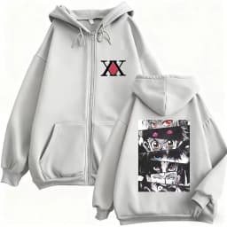 Anime Hunter X Hunter Eyes Graphic Zipper Hoodie Men Women Fashion Manga Oversized Zip Up Jacket Unisex Casual Vintage Hoodies