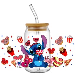 popular UV DTF 3D Cup Wrap Sticker Cute Cartoon blue Monster Design For 16oz Mugs DIY Durable Decal Transfer stickers
