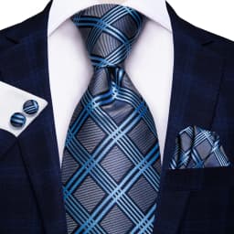 Hi-Tie Light Blue Sold Gift Silk Wedding Tie For Men Handkerchief Cufflink Nicktie Set Fashion Design Business Party Dropship