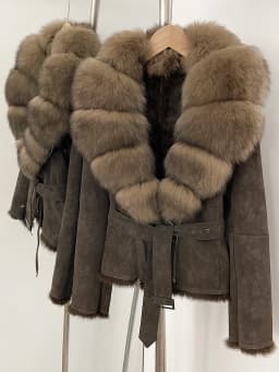 OFTBUY New Autumn Winter Real Fox Fur Collar Clothes Female Belt Suede Jacket Women Thick Warm Natural Rabbit Fur Lining Coat