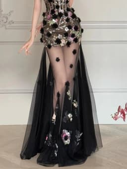 Sexy Fish Tail Evening Gown with Strapless Design Performance Hostess Wedding Party Long Dress Luxury Elegant Floral Pattern