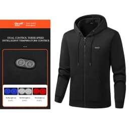 Hoodie Jacket That Will Heat Up Windproof 17 Zones Heated Hoodies Jackets Male Hoodie Winter Warm (Not Included The Power Bank)