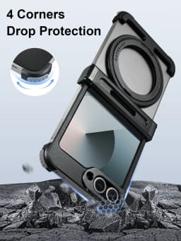 Oatsbasf Metal Phone Case for Samsung Galaxy Z Flip 7 6 with 360° Rotatable Stand Frameless Bumper Protective Z Flip 7 6 Cover