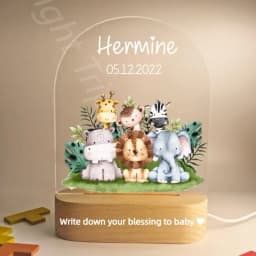 Customized Baby Birth Night Light Personalized Name Animal Bear Bunny Rabbit with USB Lamp for Bedroom Birthday Christmas Gift