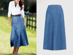 Deep Blue Midi Denim Skirt A-Line Skirt Casual Style Mid-Length Independent Station TK Women's Fashion Spring Summer Autumn
