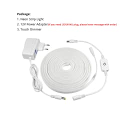 6mm Flexible LED Neon Strip Light With Power Adapter Touch Dimmer Hand Sweep PIR Motion Sensor Switch Set