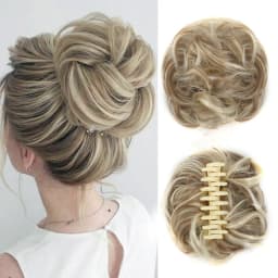 Claw Clip Messy Chignon Wavy Curly Hair Bun Clip in Claw Ponytail Synthetic Tousled Updo Scrunchie Hairpiece for Women