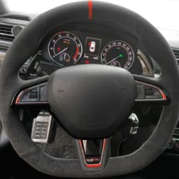 Anti-Slip Genuine Leather Suede Braid Car Steering Wheel Cover For Skoda Citigo Roomster Fabia Octavia Superb Karoq Rapid