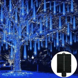 Solar Meteor Shower Lights 30CM8Tubes-50CM8Tubes Warm White Blue Colorful LED String IP54 Waterproof 8 Modes Garden Christmas