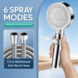 High Pressure Shower Head Handheld Large Panel Rainfall Showerhead with One-Key Stop Water Saving for Bathroom Accessories