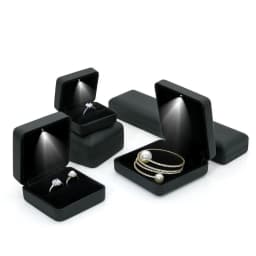 Velvet LED Lighted Necklace Bangle Bracelet Long Chain Box Luxury Wholesale Metal Jewelry Gift Display Storage Case