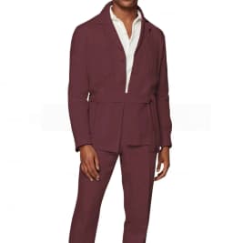 New 2 Pieces Linen Men's Suits With Belt Tuxedo Summer Casual Style Groomsmen For Wedding(Blazer+Pants)