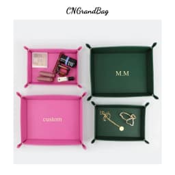 Free Customized Foldable PU Leather Tray for DIce Table Key Wallet Coin Organizer Square Tray Desktop Storage Box Jewelry Tray